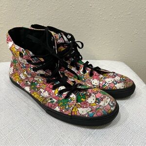 Vans X Hello Kitty Hi Top Shoes Allover Print Men’s Size 8.5 Women’s Size 10 GUC